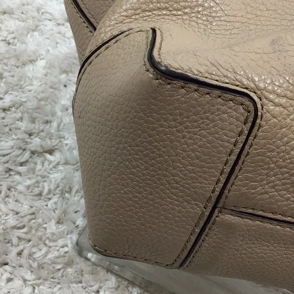 MMK taupe pebbled leather satchel